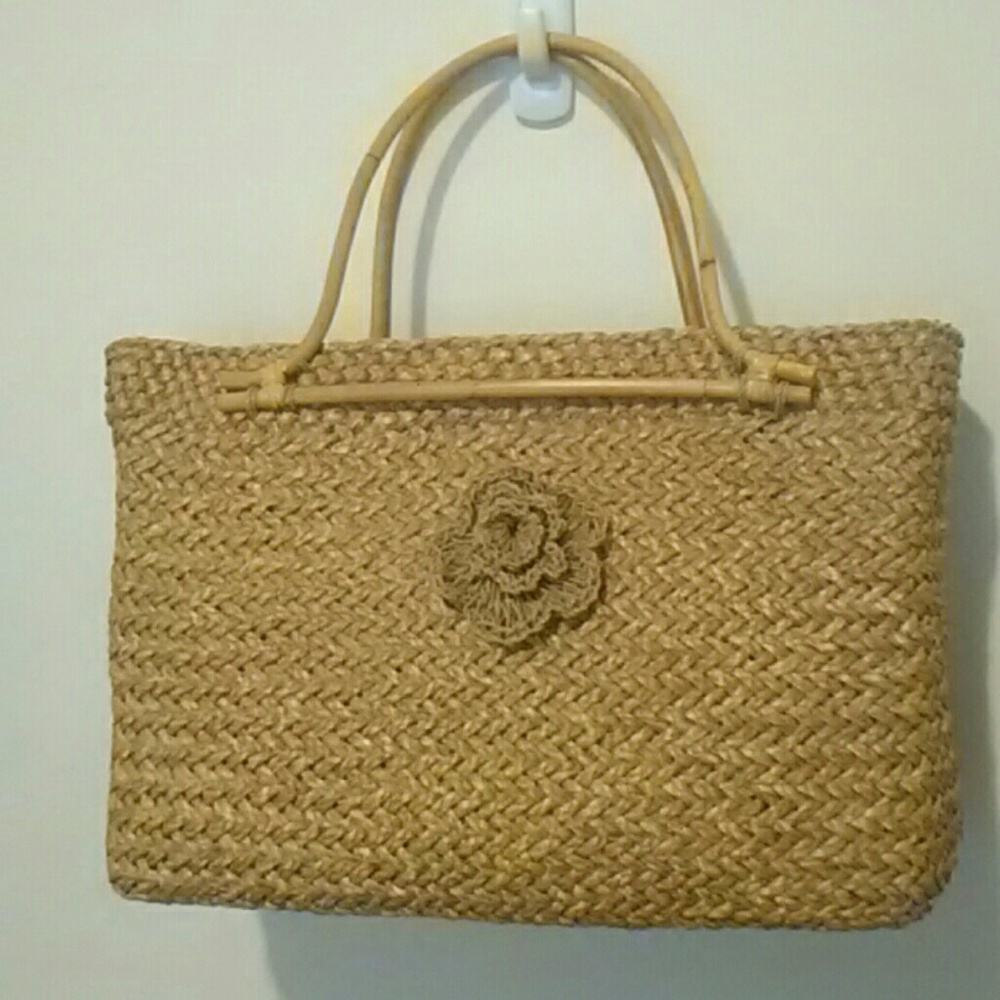Handwoven rattan satchel